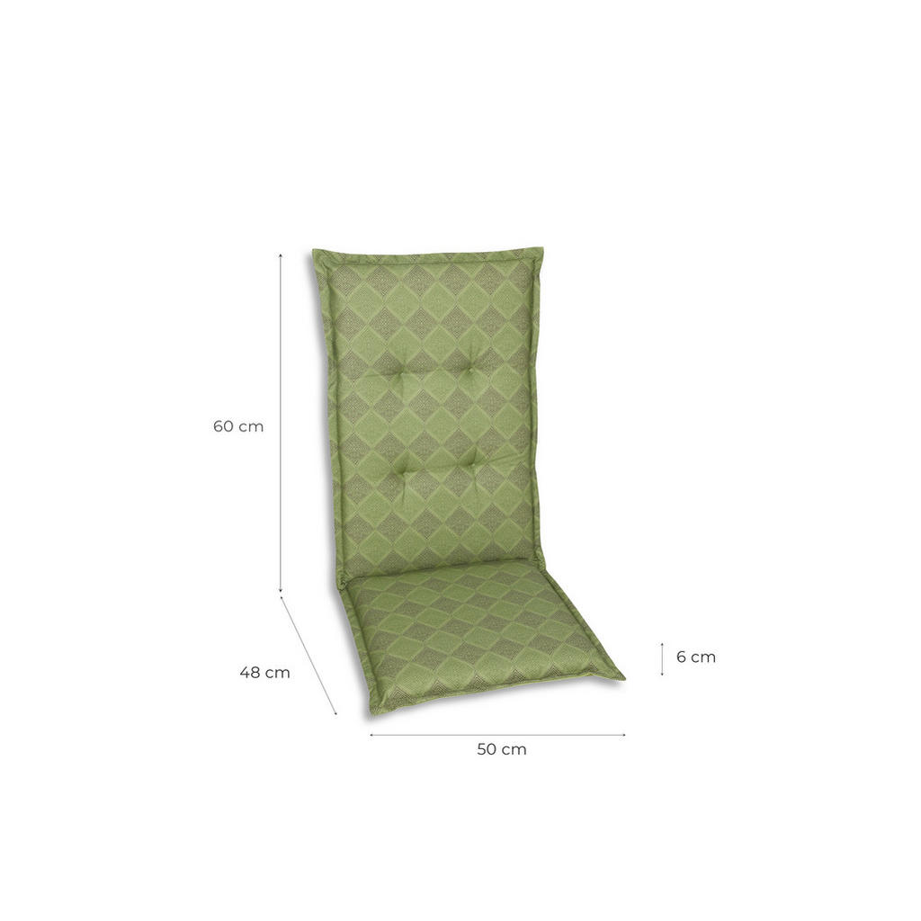 Thumbnail - Sesselauflagenset, Grün, Textil, 2-teilig, Raute, Füllung: Schaumstoff, Vlies, 50x6x108 cm, Oeko-Tex® Standard 100, pfle...