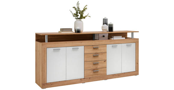 SIDEBOARD 195/88/38 cm  - Alufarben/Schwarz, Basics, Holzwerkstoff/Kunststoff (195/88/38cm) - Xora