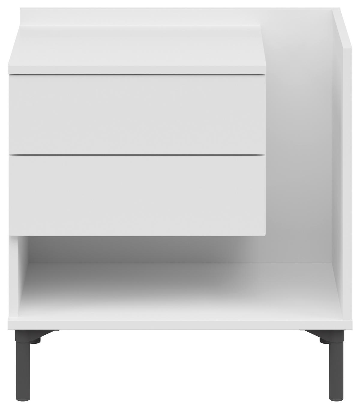 NACHTKÄSTCHEN 60/62/38 cm  in Weiß  - Graphitfarben/Weiß, Design, Holzwerkstoff/Kunststoff (60/62/38cm) - Lomoco