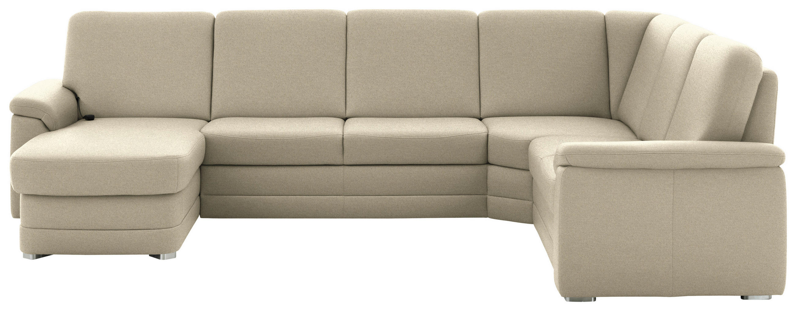 WOHNLANDSCHAFT  in Chenille Sandfarben  - Sandfarben/Alufarben, KONVENTIONELL, Holz/Textil (160/329/235cm) - Beldomo Comfort