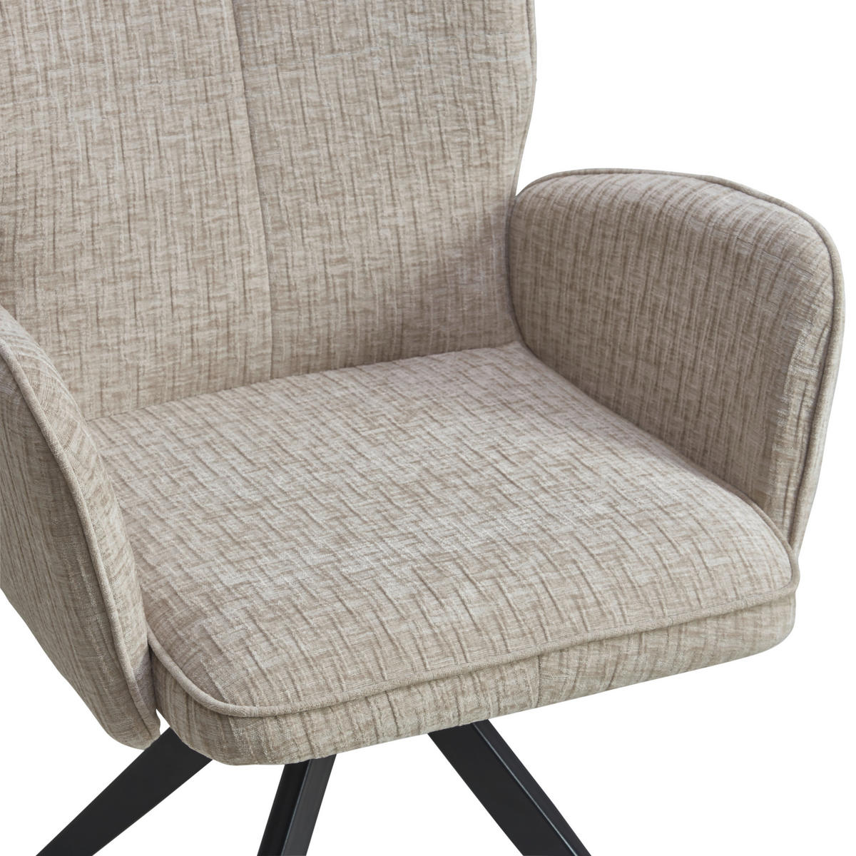 ARMLEHNSTUHL  in Eisen Leinenoptik  - Beige/Schwarz, LIFESTYLE, Holz/Textil (60/89/63cm) - MID.YOU