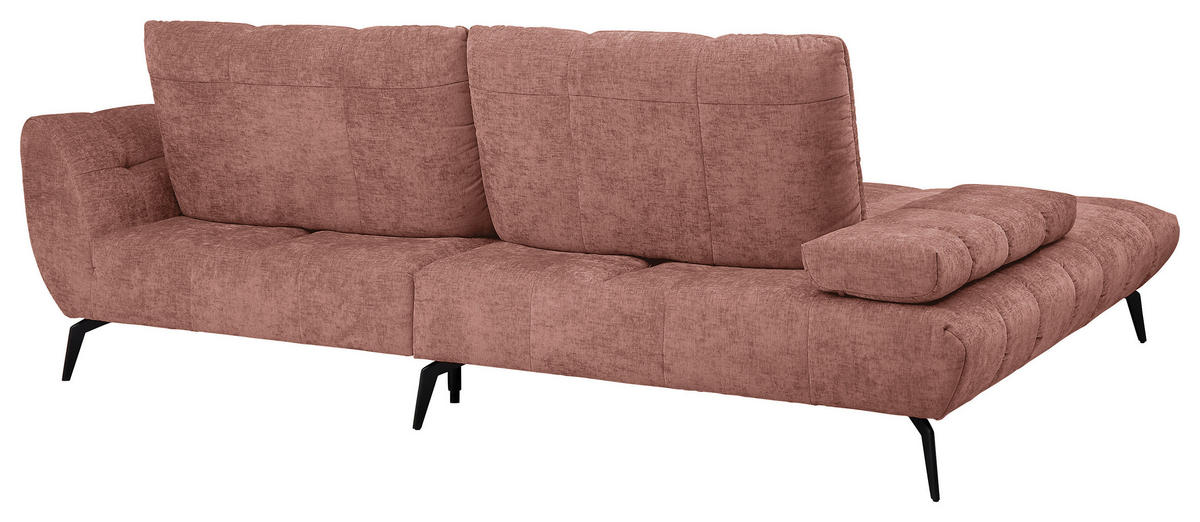 ECKSOFA Kupferfarben Flachgewebe Rücken echt, Sitztiefenverstellung  - Schwarz/Kupferfarben, KONVENTIONELL, Textil/Metall (211/273cm) - SetOne by Musterring