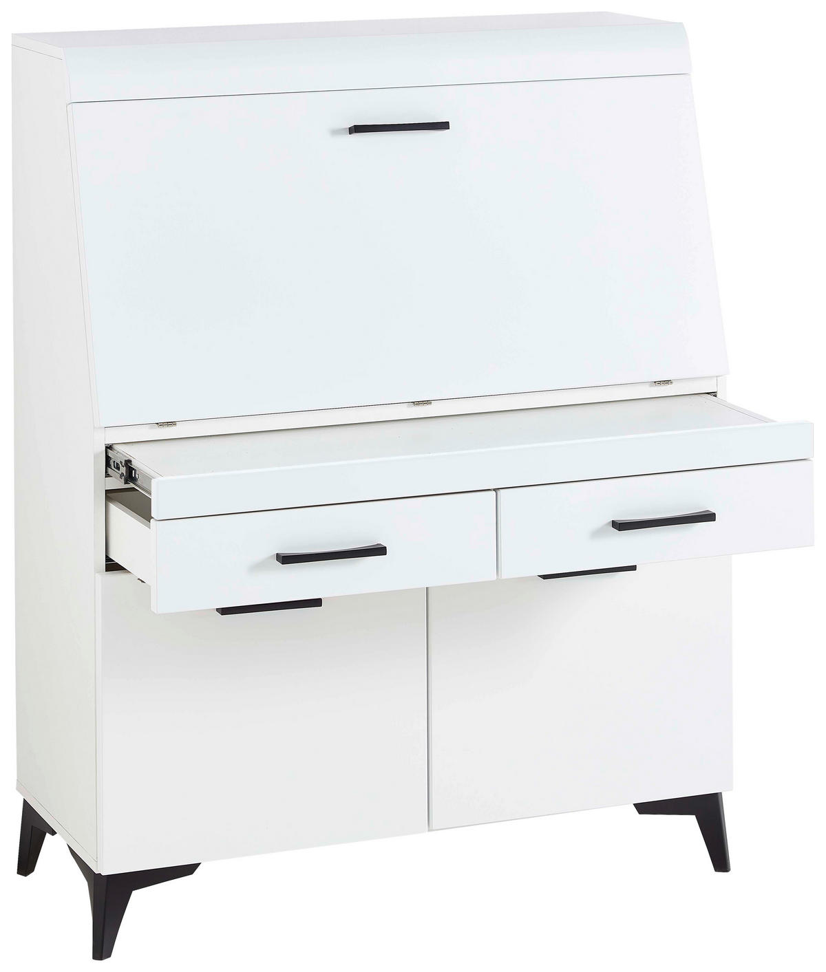 SEKRETÁŘ, 98/124/42 cm - bílá/černá, Trend, kompozitní dřevo/plast (98/124/42cm) - Carryhome