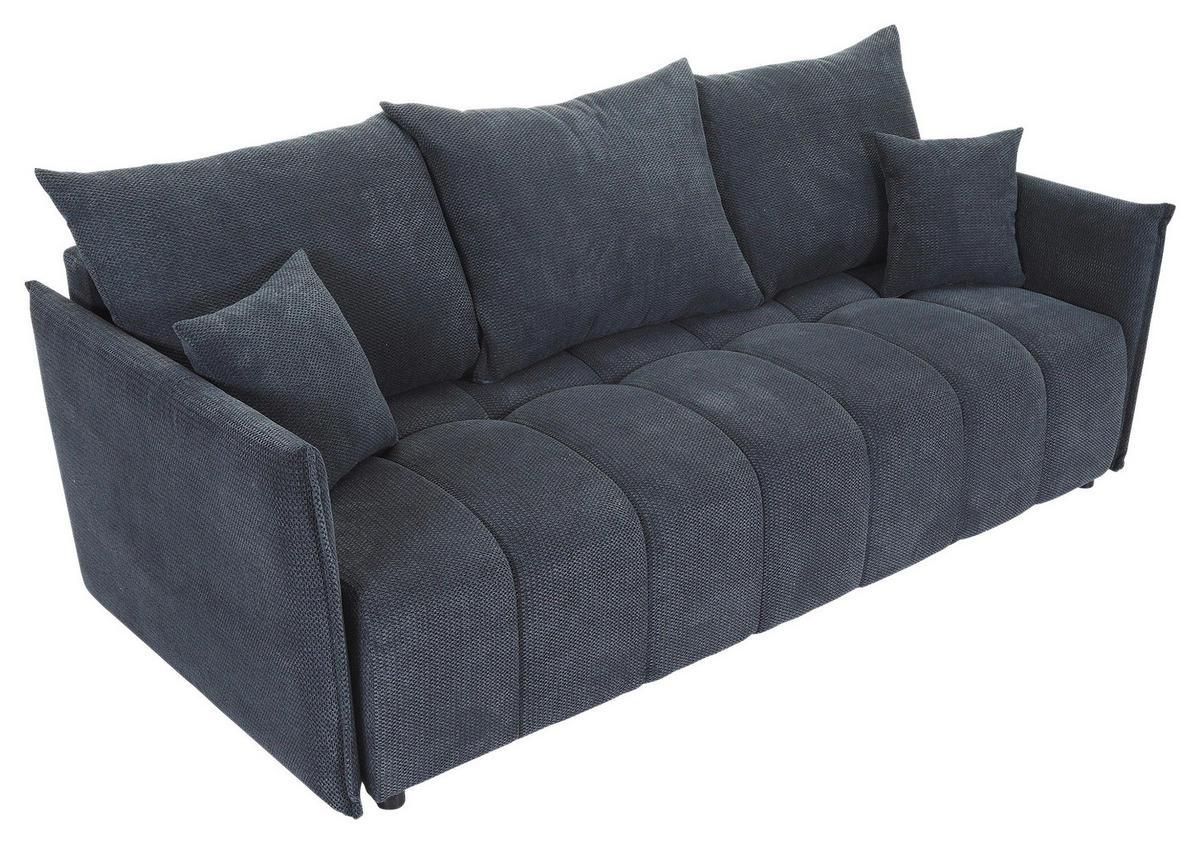 SCHLAFSOFA Plüsch Anthrazit  inkl. Zierkissen, Rückenkissen, Bettkasten, Schlaffunktion, Rücken echt, Liegefläche im Originalstoff  - Anthrazit/Schwarz, KONVENTIONELL, Kunststoff/Textil (200/73/105cm) - Carryhome