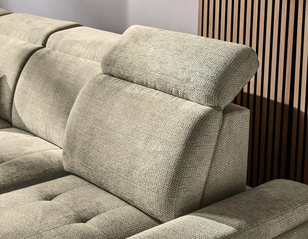 WOHNLANDSCHAFT - Beigebraun/Schwarz, Design, Textil/Metall (270/364/190cm) - Stylife
