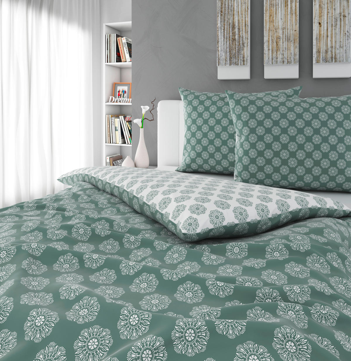 WENDEBETTWÄSCHE Satin 200/200 cm  - Grün, KONVENTIONELL, Textil (200/200cm) - Esposa