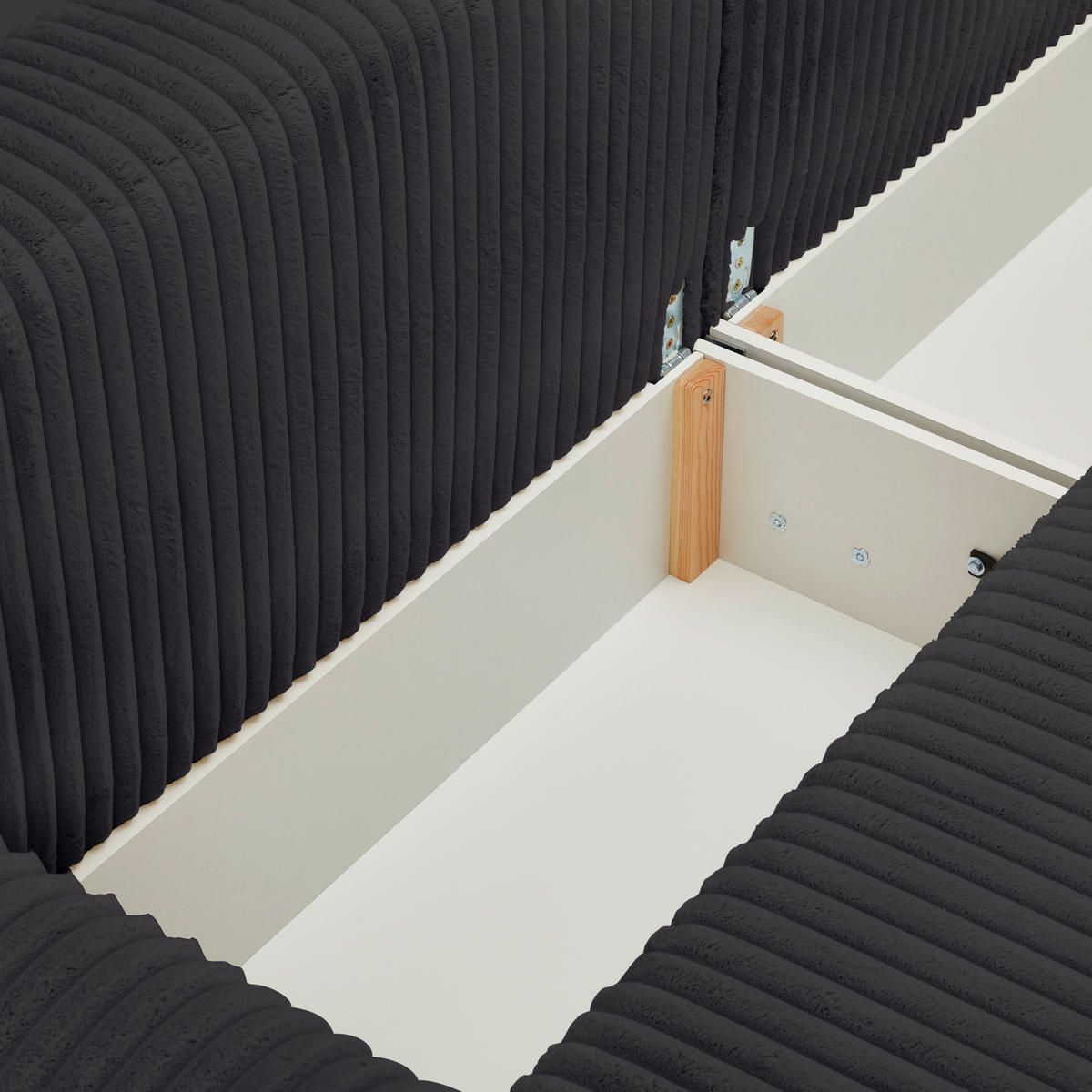 SCHLAFSOFA  mit Stoffauswahl, Liegefunktion, Schlafen auf Sitzhöhe, Rücken echt Cord, Plüsch Schwarz  - Schwarz, MODERN, Kunststoff/Textil (240/90/120cm) - Carryhome
