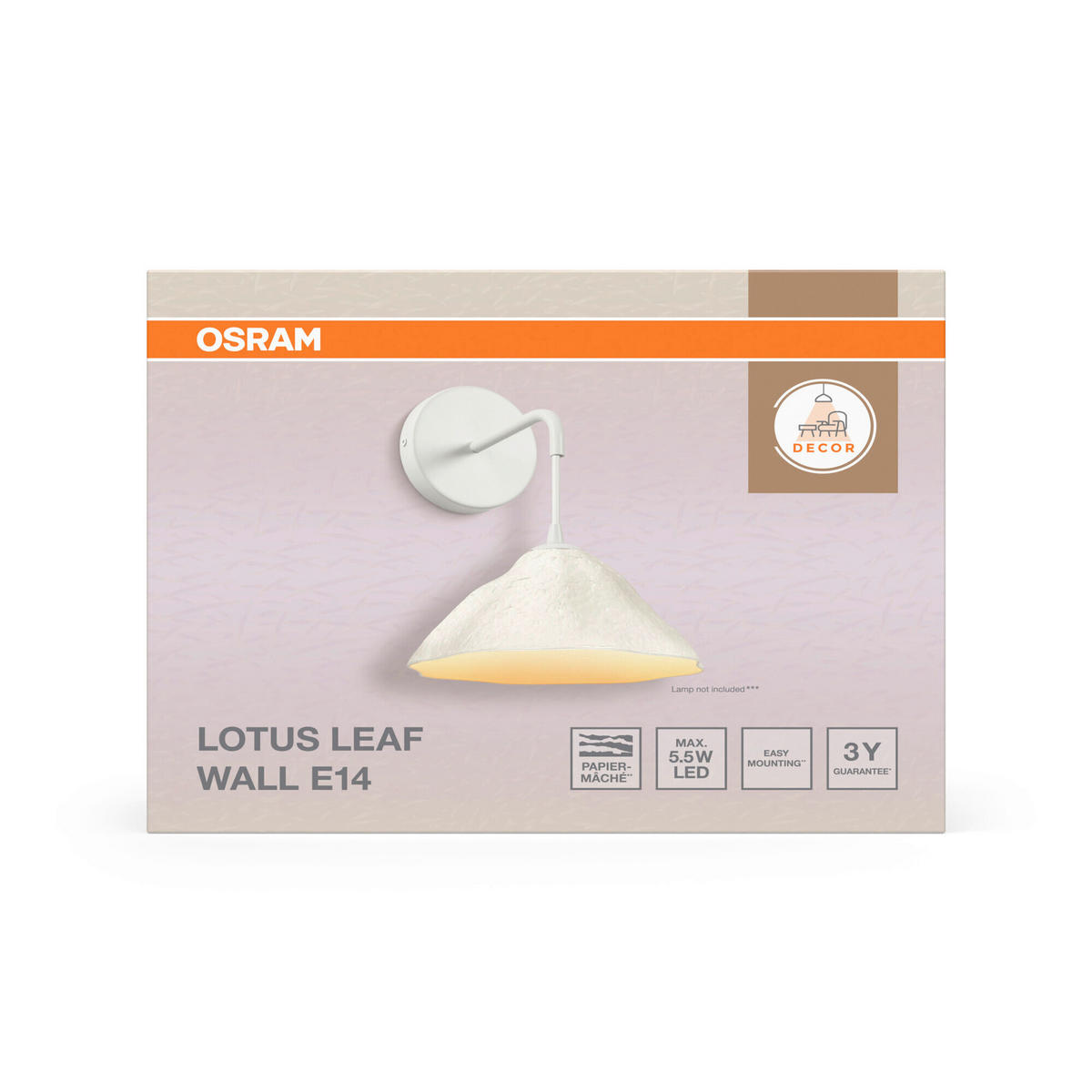 WANDLEUCHTE 21.9/27.2/26 cm   - Basics, Papier/Metall (21.9/27.2/26cm) - Osram