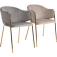 ARMLEHNSTUHL in Samt - Beige/Goldfarben, Design, Textil/Metall (60/78/53,5cm) - Ambia Home