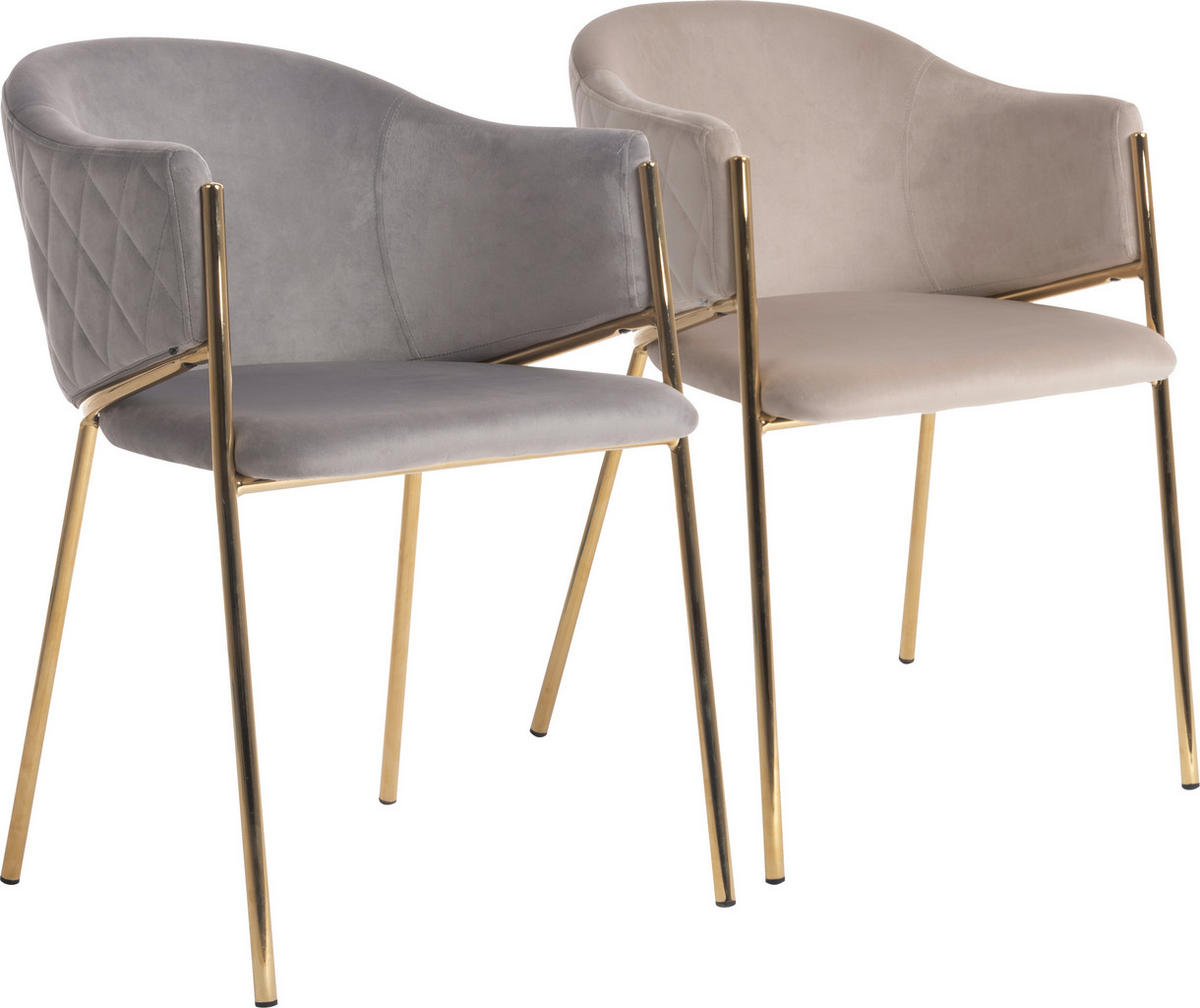 ARMLEHNSTUHL  in Samt  - Beige/Goldfarben, Design, Textil/Metall (60/78/53,5cm) - Ambia Home