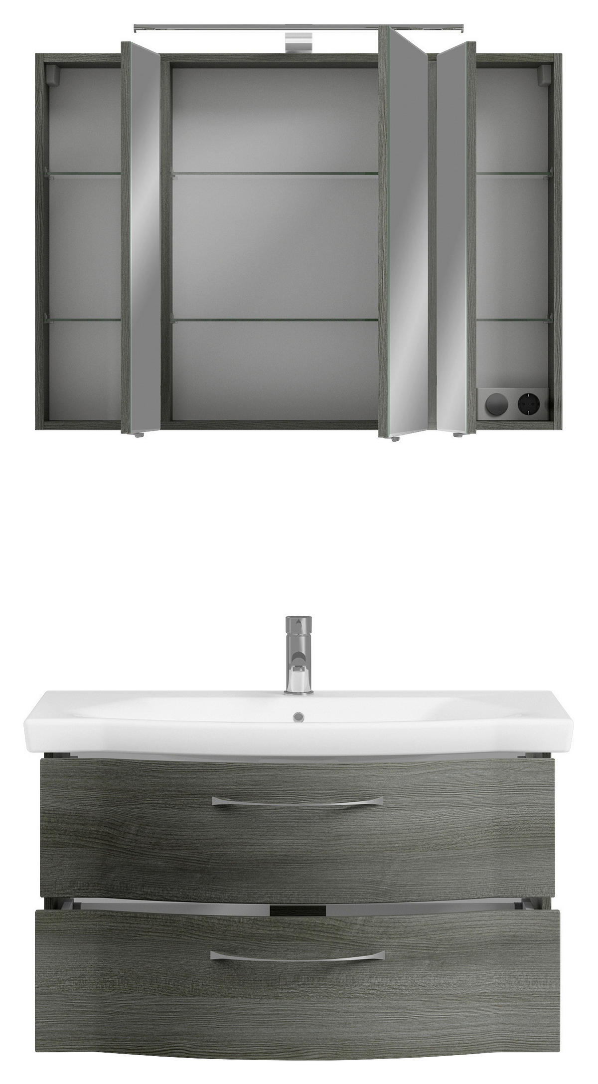 BADEZIMMER 3-teilig  in 98 cm  - Chromfarben/Graphitfarben, KONVENTIONELL, Glas/Keramik (98cm) - Pelipal