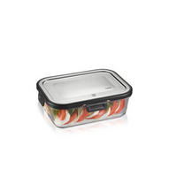 FRISCHHALTEDOSE MILO 1 L  - Edelstahlfarben/Transparent, KONVENTIONELL, Glas/Kunststoff (20,7/15,5/6,9cm) - Gefu