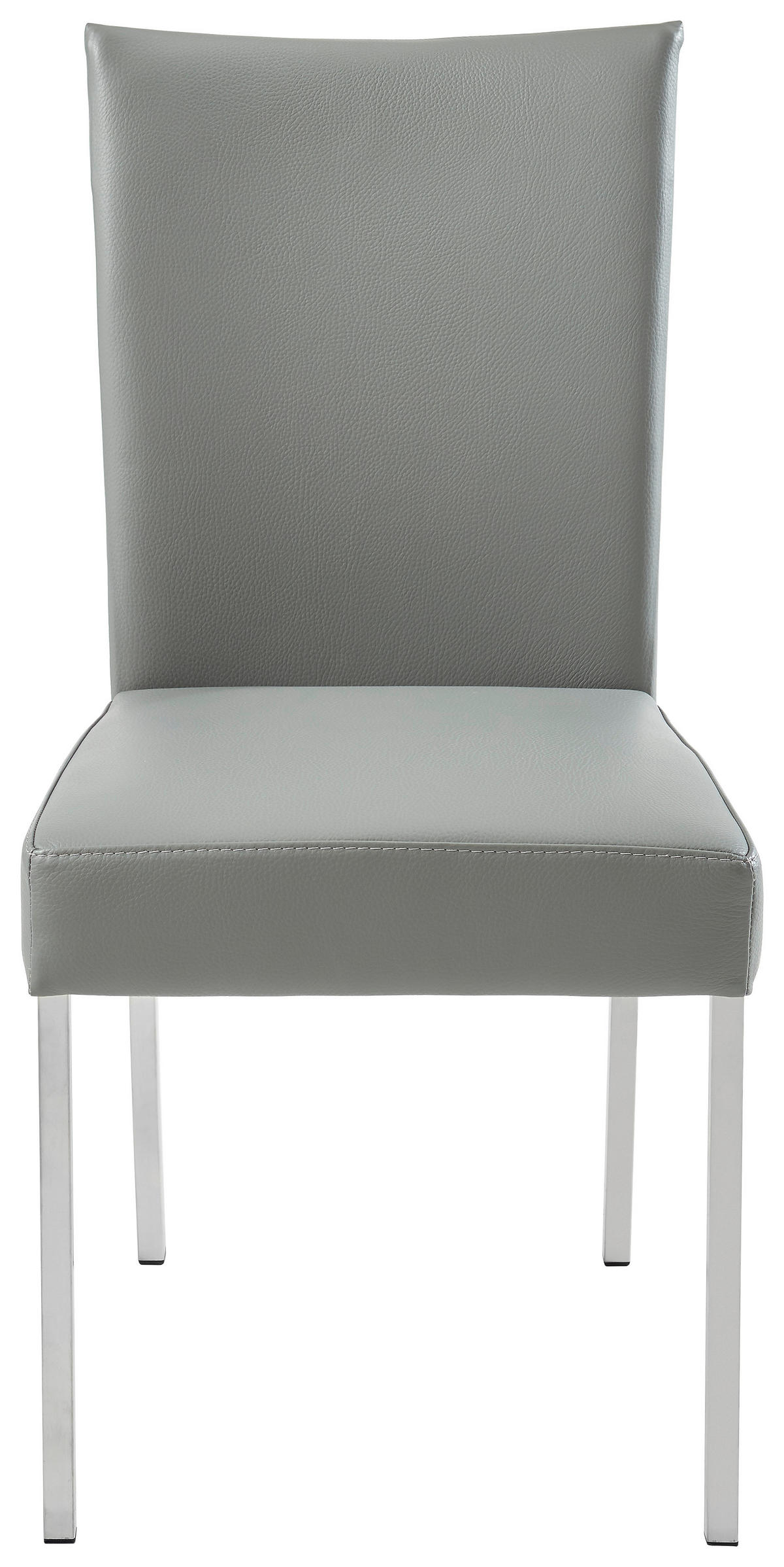 STUHL Echtleder Edelstahlfarben, Dunkelgrau  - Edelstahlfarben/Dunkelgrau, Design, Leder/Metall (47/91/63cm) - Musterring