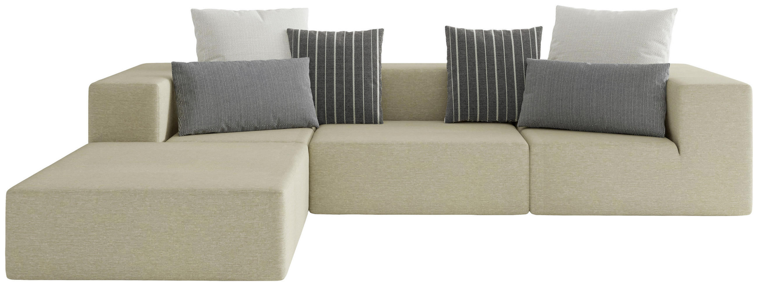 LOUNGESOFA - Taupe/Multicolor, Design, Textil (220/330cm) - Livetastic