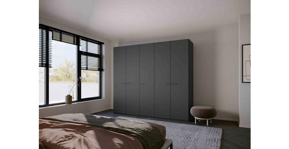 DREHTÜRENSCHRANK 301/223/60 cm 6-türig Graphitfarben - Graphitfarben, Trend, Glas/Holzwerkstoff (301/223/60cm) - Novel