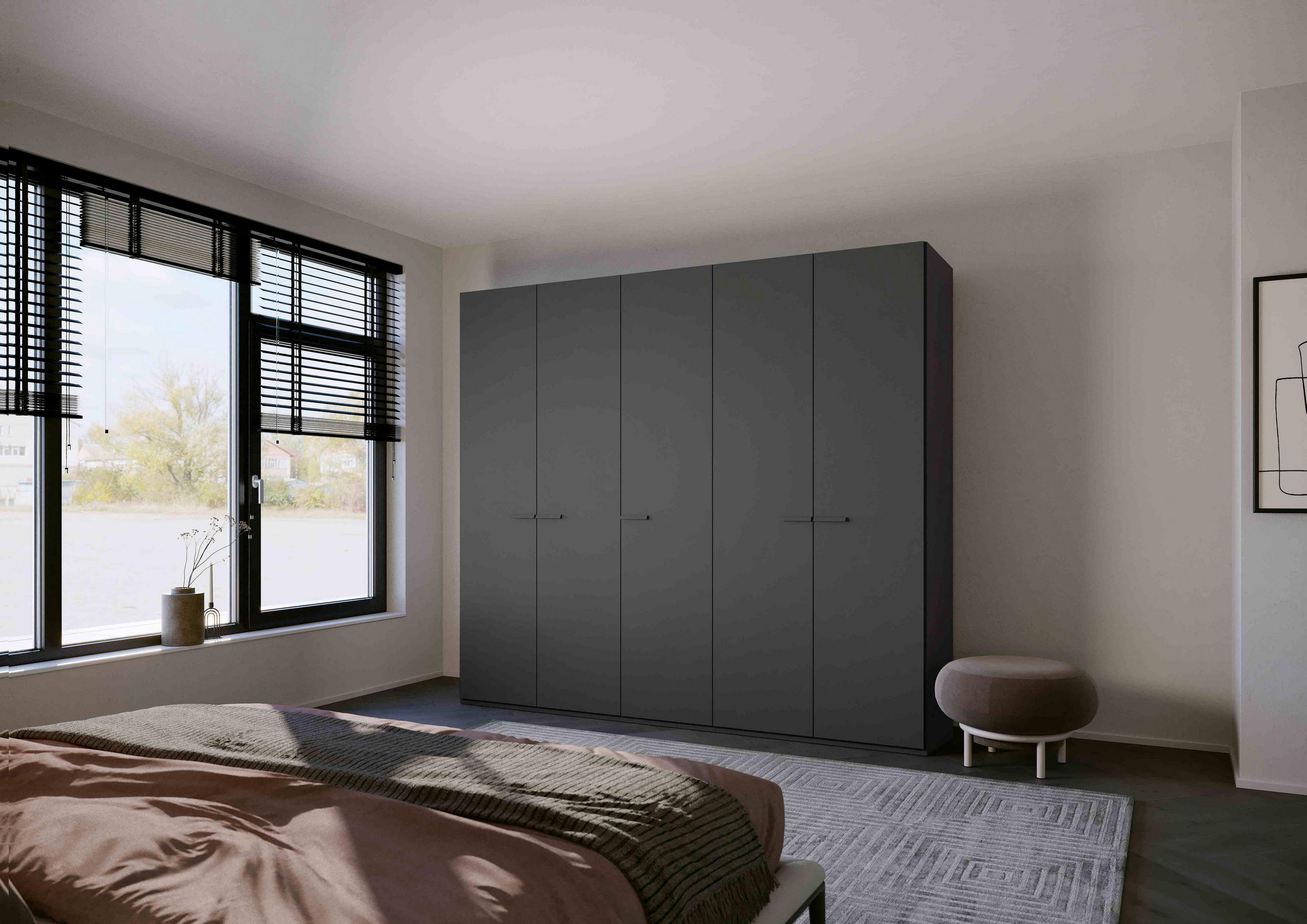 DREHTÜRENSCHRANK 301/235/60 cm 6-türig Graphitfarben  - Graphitfarben, Trend, Glas/Holzwerkstoff (301/235/60cm) - Novel