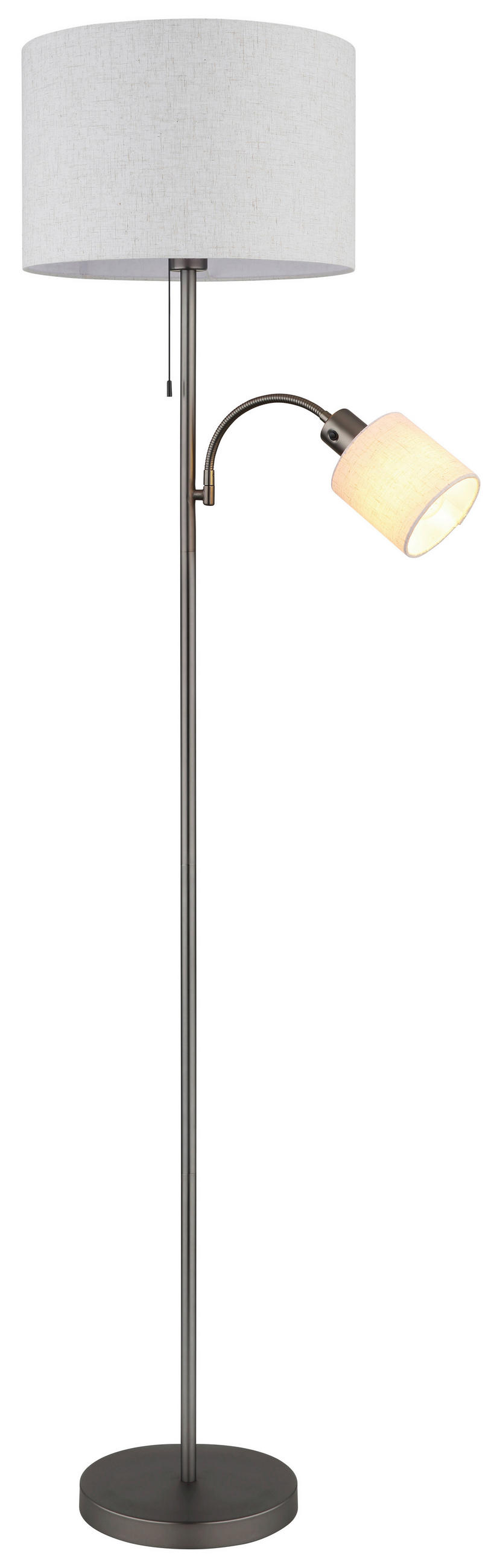 STEHLEUCHTE Thea 38/165 cm  - Schwarzchrom/Creme, Design, Kunststoff/Textil (38/165cm) - Globo