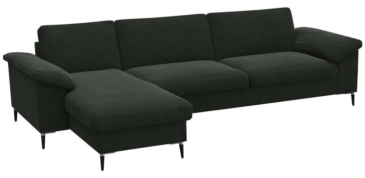 ECKSOFA Waldgrün Flachgewebe  - Waldgrün/Alufarben, Design, Textil/Metall (159/274cm) - Livetastic