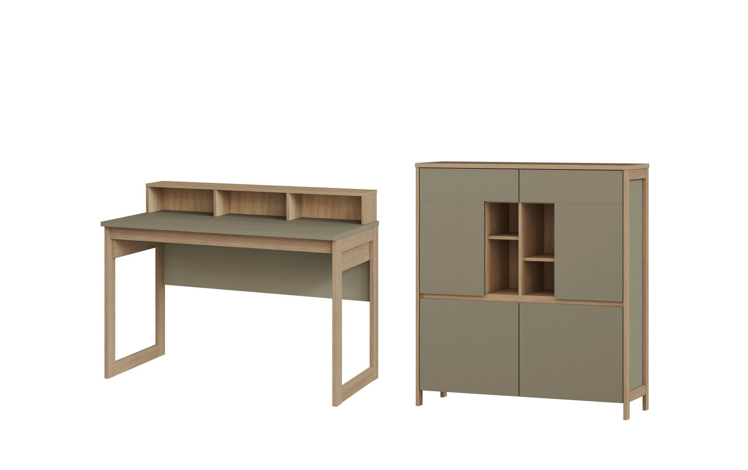 BÜRO erweiterbar, Typenauswahl Eukalyptusholzfarben - Eukalyptusholzfarben, Design, Holzwerkstoff - MID.YOU