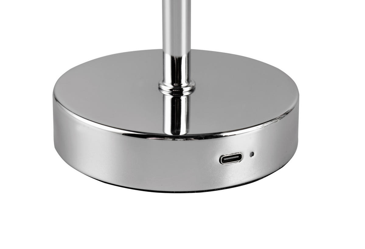 AKKU-TISCHLEUCHTE Jeff 12,6/30 cm  - Chromfarben, Design, Metall (12,6/30cm)