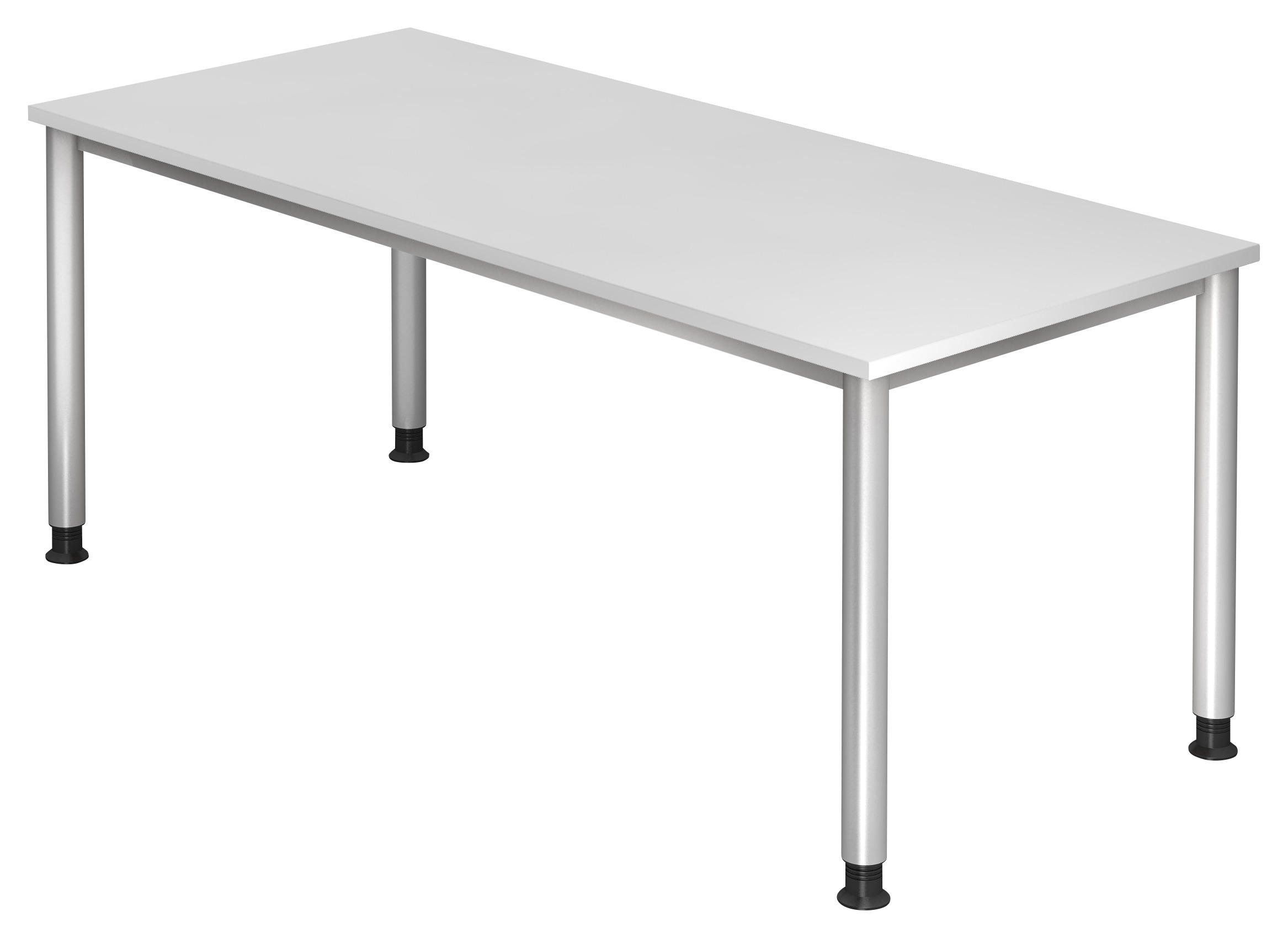 SCHREIBTISCH höhenverstellbar  - Silberfarben/Weiß, KONVENTIONELL, Holzwerkstoff/Metall (180/80/68-76cm) - Venda