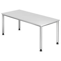 SCHREIBTISCH höhenverstellbar  - Silberfarben/Weiß, KONVENTIONELL, Holzwerkstoff/Metall (180/80/68-76cm) - Venda