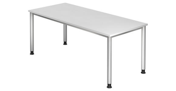 SCHREIBTISCH höhenverstellbar  - Silberfarben/Weiß, KONVENTIONELL, Holzwerkstoff/Metall (180/80/68-76cm) - Venda