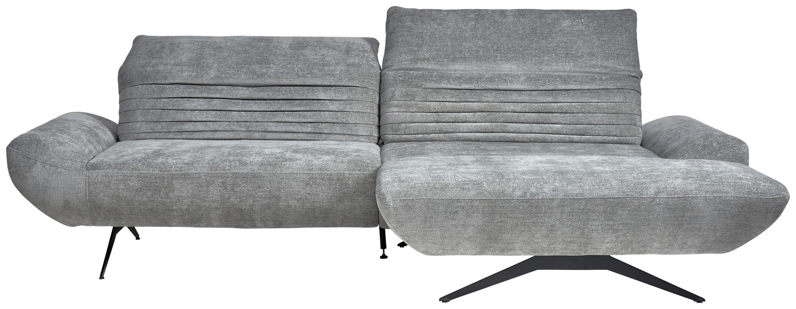 ECKSOFA inkl. Funktionen Grau Chenille  - Schwarz/Grau, Design, Textil/Metall (280/170-195cm) - Dieter Knoll