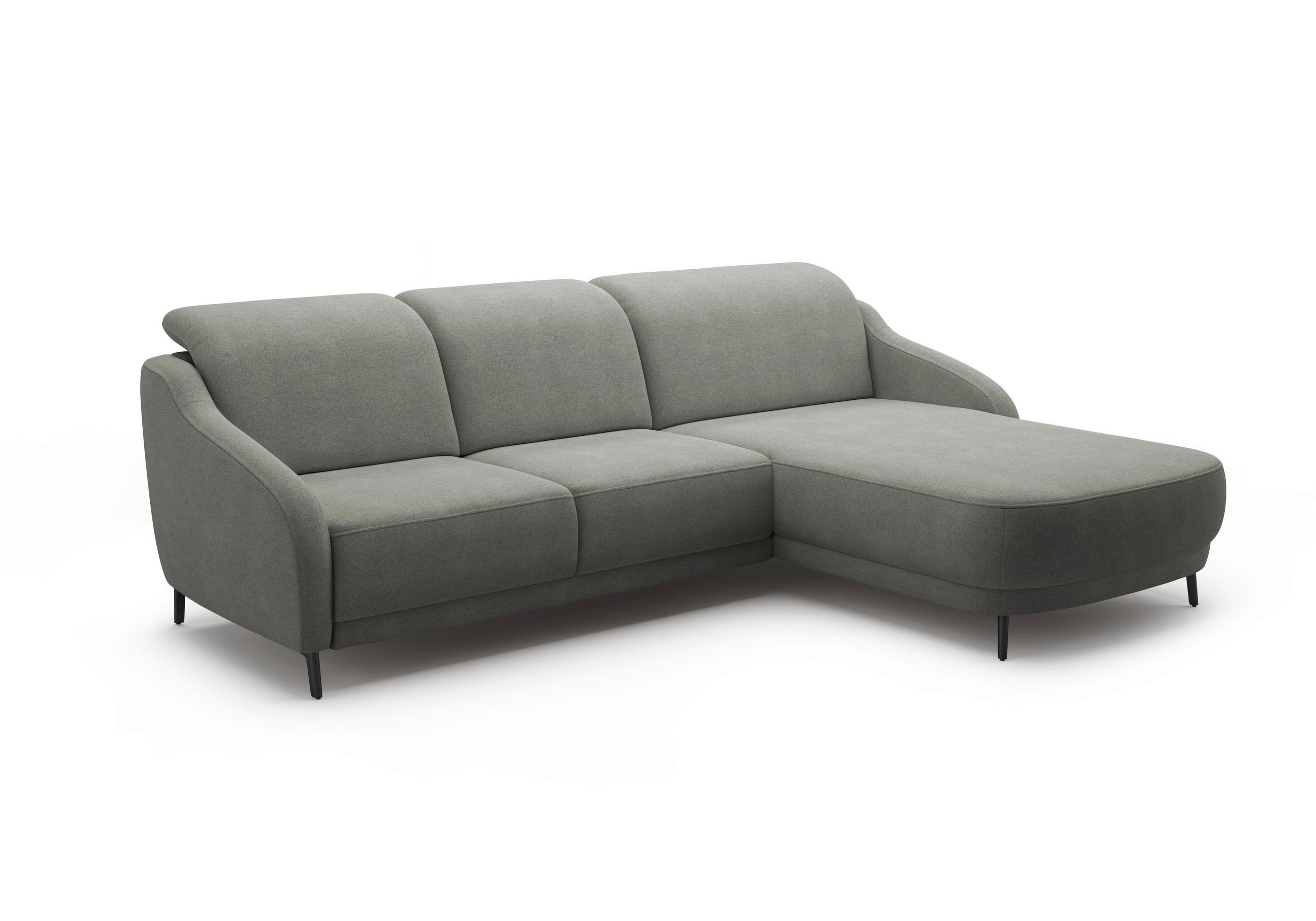 ECKSOFA BLUES V Schlammfarben Mikrofaser  - Schlammfarben/Schwarz, MODERN, Textil/Metall (271/191cm) - Sit & More