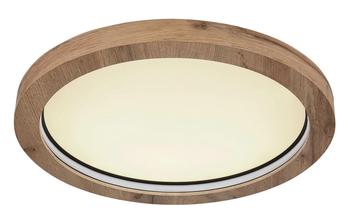 LED-DECKENLEUCHTE 24 W  40/6,5 cm    - Dunkelbraun/Opal, Natur, Holzwerkstoff/Kunststoff (40/6,5cm) - Globo