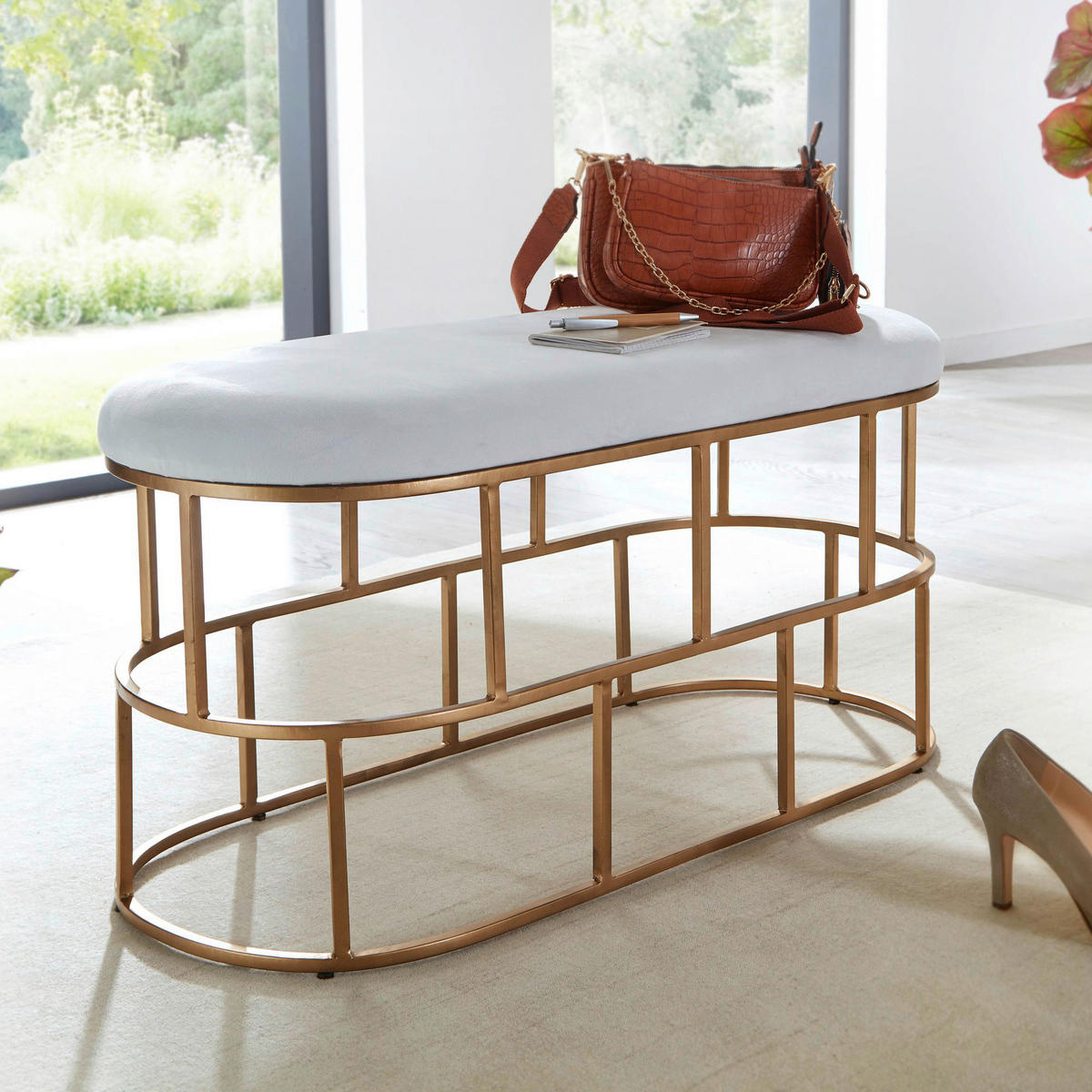 KLOP, tekstil bela, zlate barve  - zlate barve/bela, Design, kovina/tekstil (90/46/38cm) - MID.YOU