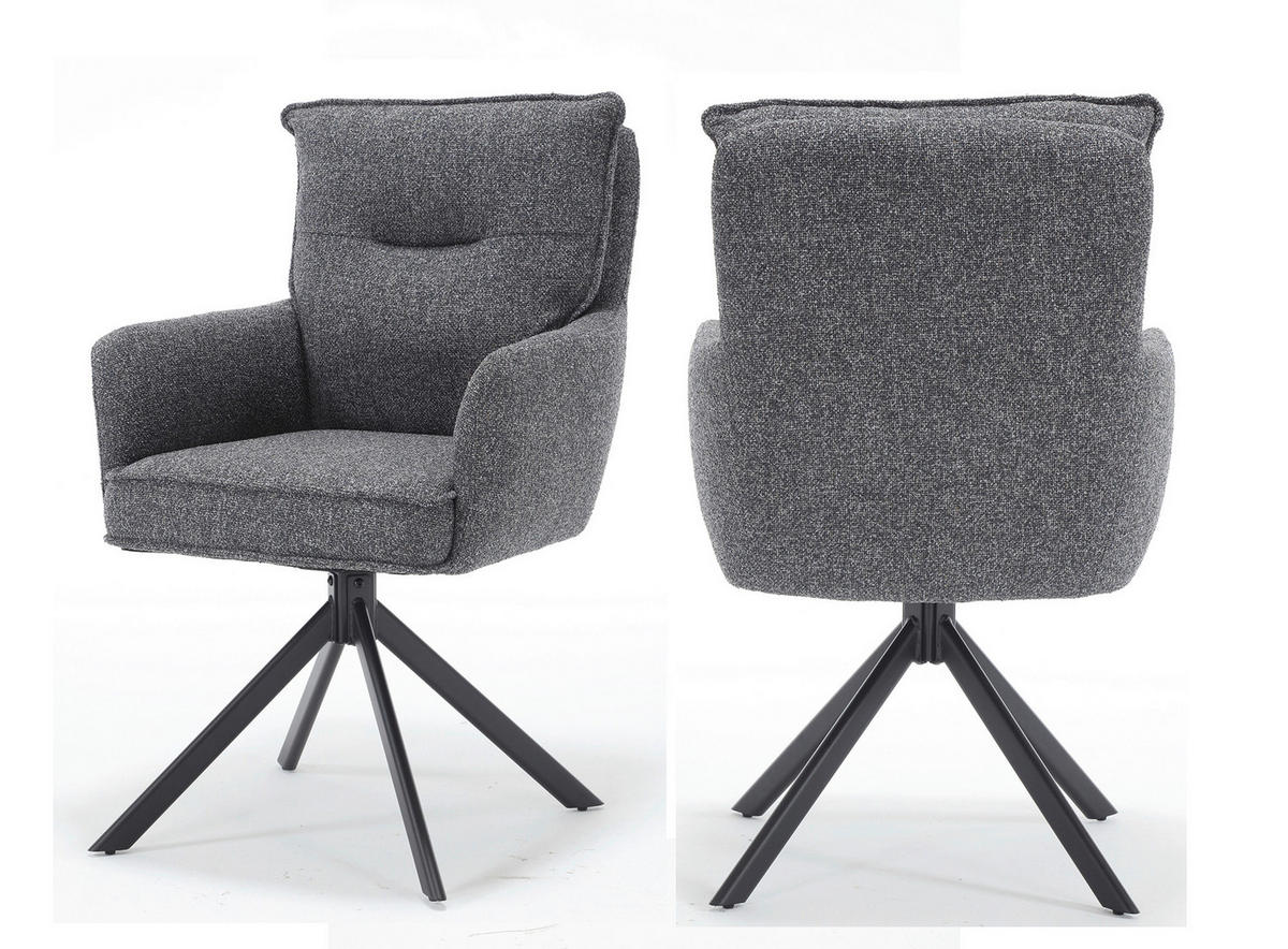 DREHSTUHL Struktur Anthrazit  - Anthrazit/Schwarz, MODERN, Textil/Metall (60/93/67cm) - Livetastic
