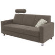 3-SITZER-SOFA  in Flachgewebe Hellbraun  - Chromfarben/Hellbraun, Design, Textil/Metall (195/83/85cm) - Xora