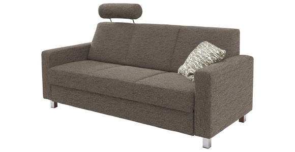 3-SITZER-SOFA in Flachgewebe Hellbraun - Chromfarben/Hellbraun, Design, Textil/Metall (195/83/85cm) - Xora