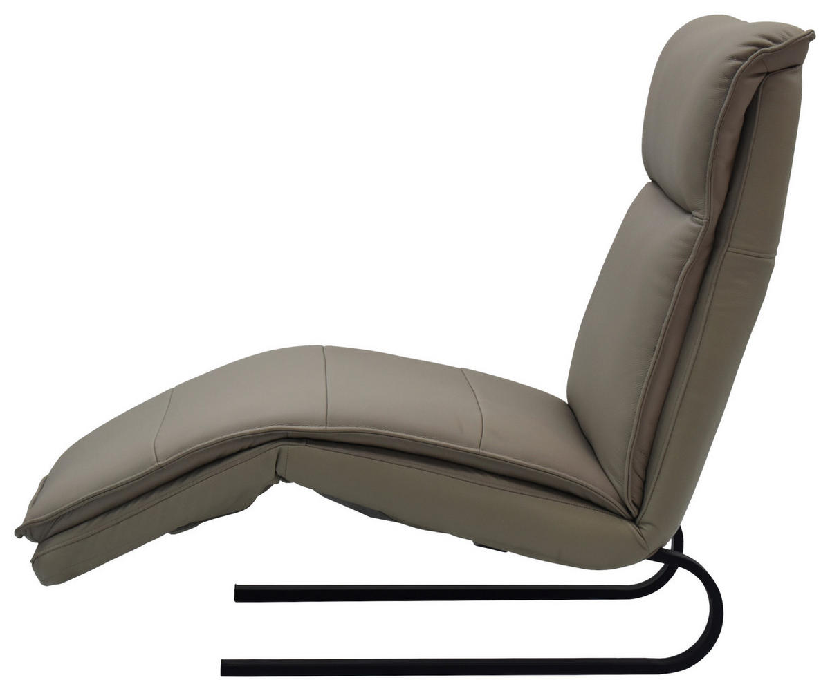RELAXLIEGE Lederlook Kombination Echtleder/Lederlook Grau  - Schwarz/Grau, Design, Leder/Holz (69/108-86/130-174cm) - Lomoco
