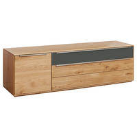 LOWBOARD  in 182/54/50 cm  - Eichefarben/Silberfarben, Design, Glas/Holz (182/54/50cm) - Waldwelt