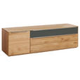LOWBOARD Grau, Eichefarben  182/54/50 cm  - Eichefarben/Silberfarben, Design, Glas/Holz (182/54/50cm) - Waldwelt