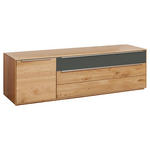 LOWBOARD  in 182/54/50 cm  - Eichefarben/Silberfarben, Design, Glas/Holz (182/54/50cm) - Waldwelt