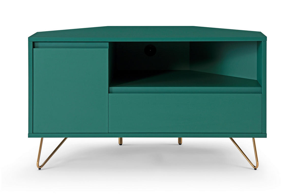 NÍZKA KOMODA, zelená, 100/58/50 cm - zelená/mosadzná, Design, kov/kompozitné drevo (100/58/50cm) - Livetastic
