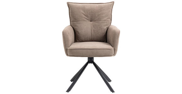 ARMLEHNSTUHL in Eisen Cord - Schwarz/Braun, Design, Textil/Metall (60/95/67cm) - Novel