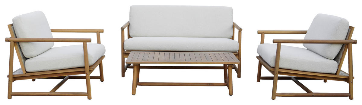 GARTENSET 4-teilig Webstoff Akaziemassiv 4-teilig  - Beige/Akaziefarben, Design, Holz/Textil (81/71/84cm) - Ambia Garden