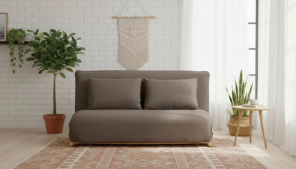 SOFA VELIN Samt Braun, Nussbaumfarben  - Nussbaumfarben/Braun, Design, Textil/Metall (140/97/80cm) - MID.YOU
