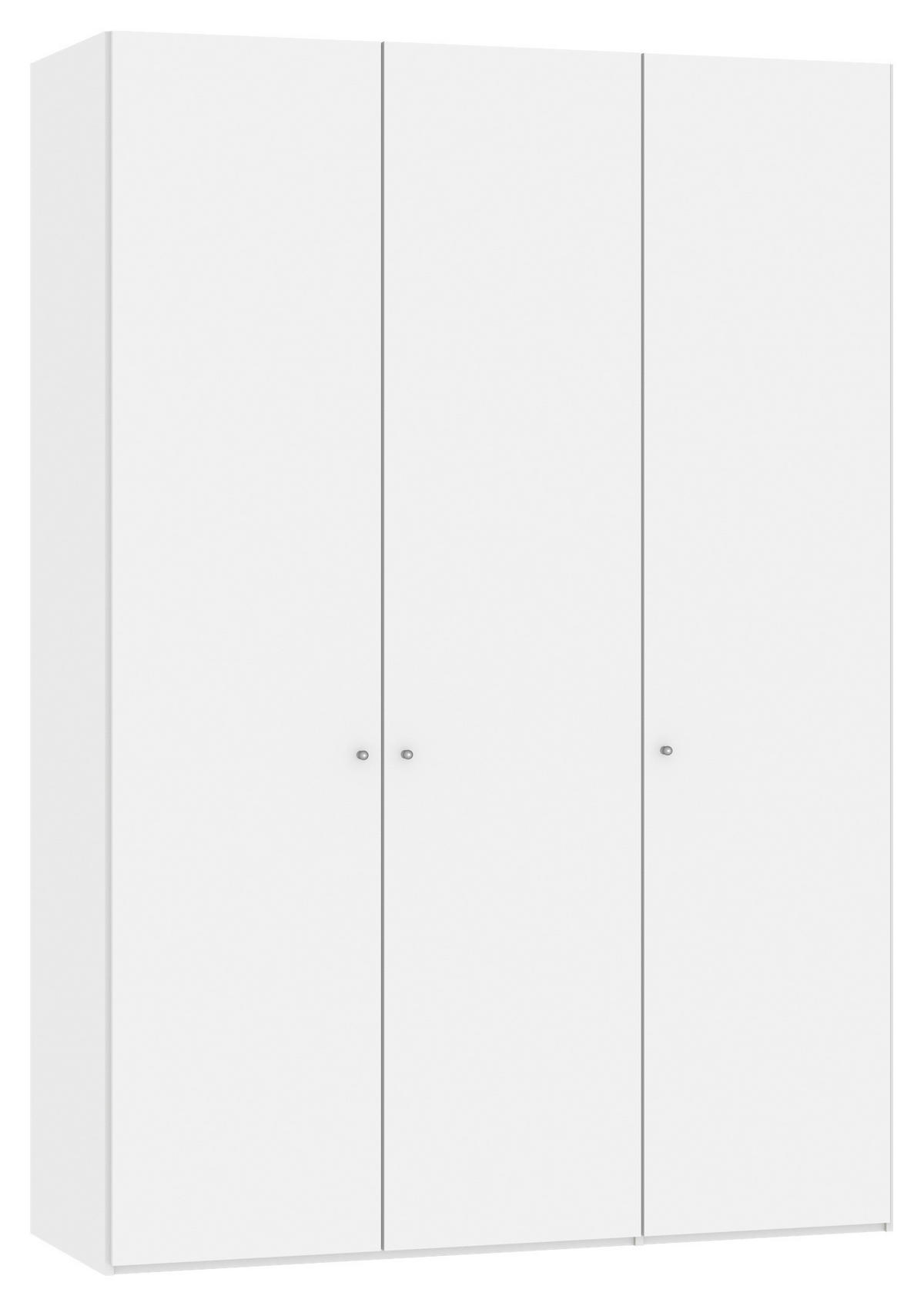 DREHTÜRENSCHRANK Weiss  - Weiss/Silberfarben, Design, Glas/Holzwerkstoff (153/220/59cm) - Jutzler