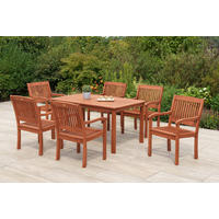 GARTENTISCHGRUPPE Eukalyptusholz Hartholz  - Eukalyptusholzfarben, KONVENTIONELL, Holz - Gardenson