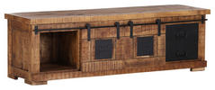 LOWBOARD Mangoholz massiv Naturfarben, Schwarz  - Schwarz/Naturfarben, KONVENTIONELL, Holz/Holzwerkstoff (160/50/45cm) - Landscape