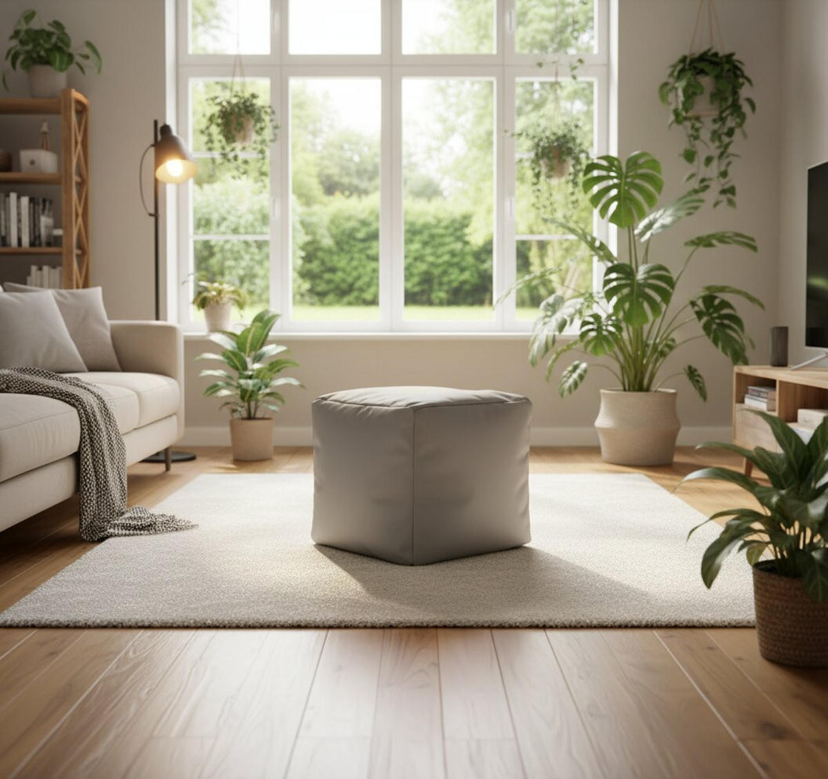 HOCKER Textil Grau  - Grau, Design, Textil (40/40/40cm)