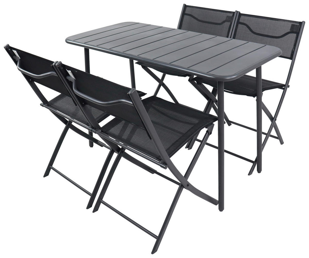 GARTENSET  5-teilig  - Schwarz, Modern, Kunststoff/Textil - Ambia Garden