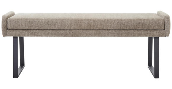 HOCKERBANK 140/51/49 cm Webstoff Schwarz, Taupe - Taupe/Schwarz, Design, Textil/Metall (140/51/49cm) - Novel