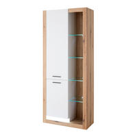 MEHRZWECKSCHRANK 80/195/37 cm  in Weiß, Eichefarben  - Eichefarben/Schwarz, Design, Glas/Holzwerkstoff (80/195/37cm) - MID.YOU
