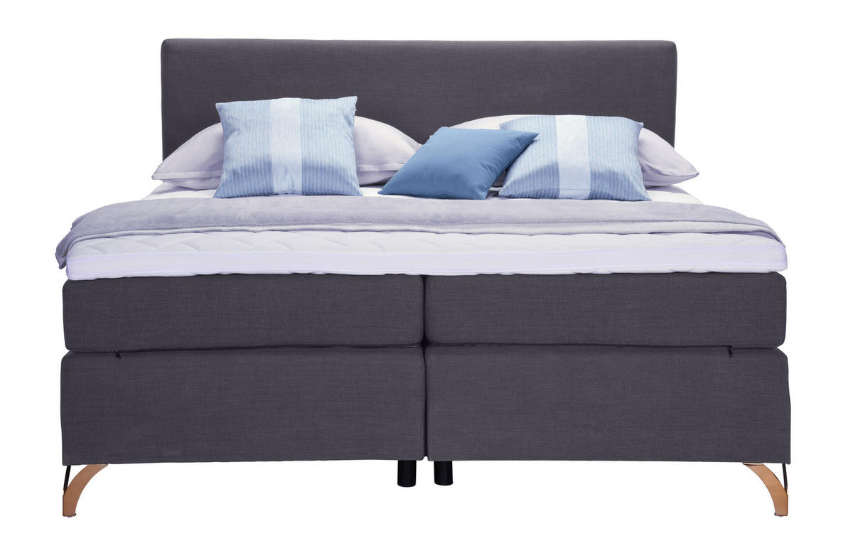 BOXSPRINGBETT 180/200 cm  in Anthrazit  - Anthrazit/Kupferfarben, Konventionell, Textil/Metall (180/200cm) - Esposa